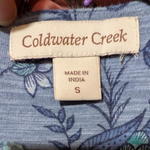 Coldwater Creek Blue Floral Three Quarter Sleeve Blouse, Size S, EUC! - Picture 5 of 5